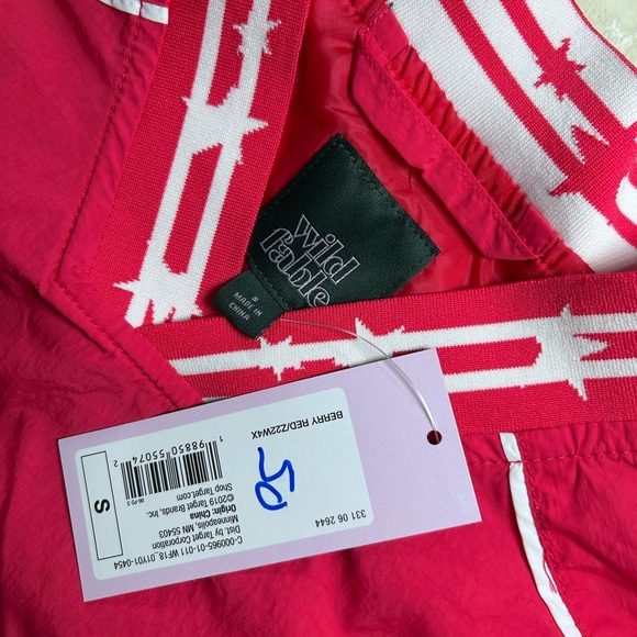 NWT - Wild Fable - Berry Red Varsity Pullover Windbreaker Jacket - Lightweight - Picture 3 of 10